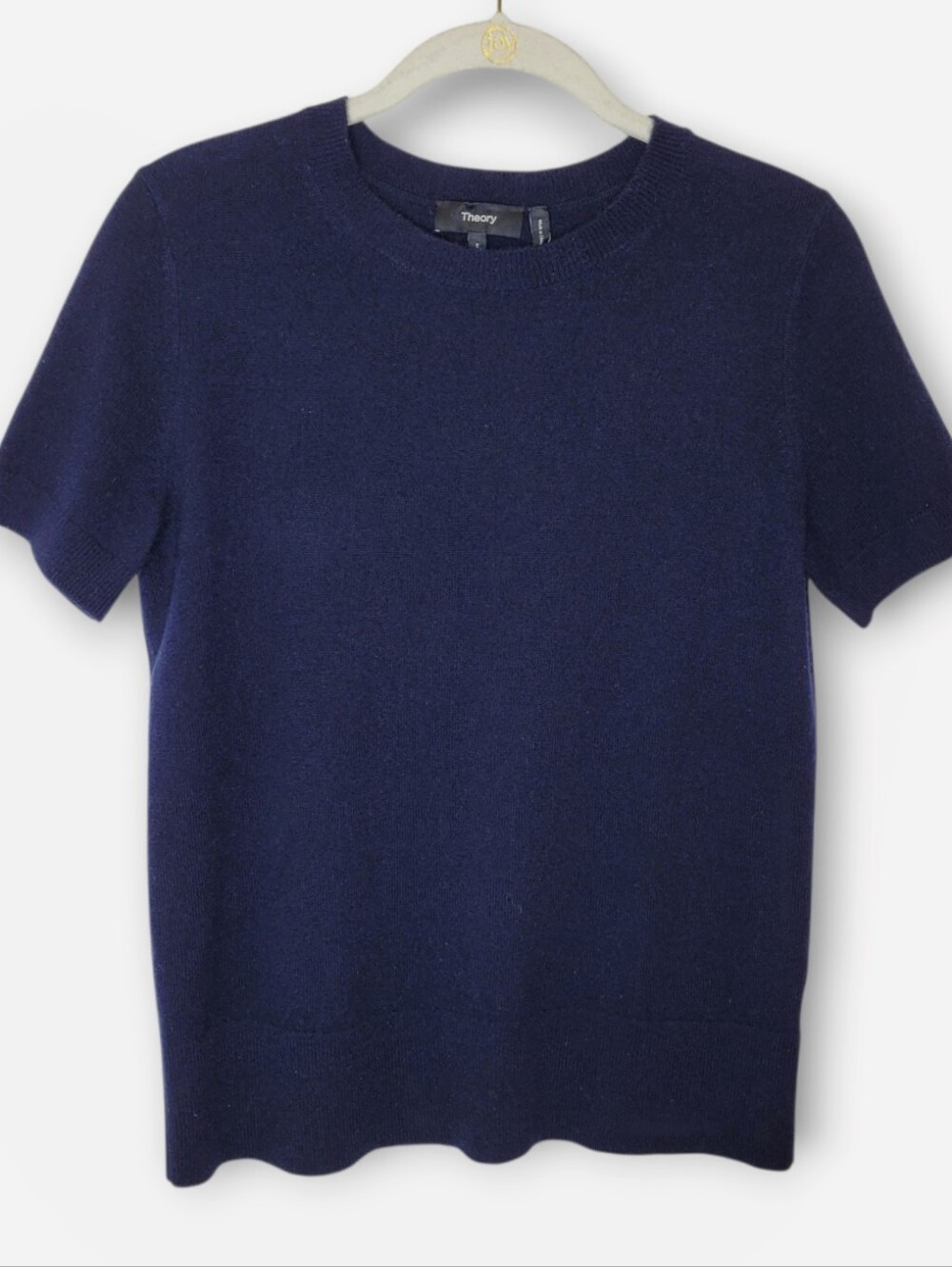 Theory Short Sleeve Cashmere Sweater S Navy Blue